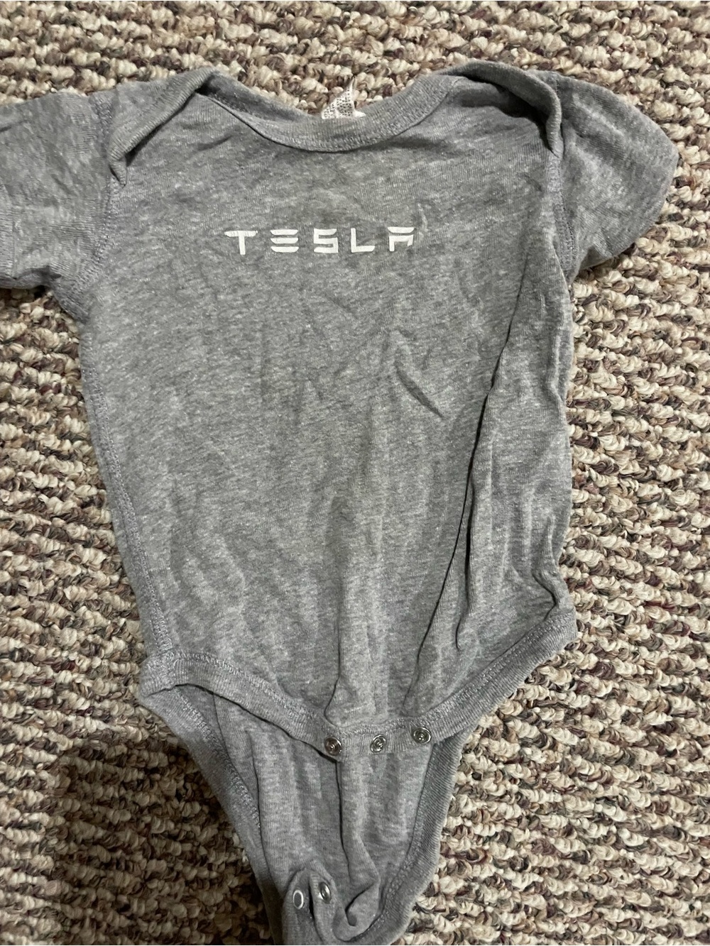 Tesla Gray Infant One-Piece Bodysuit with Logo